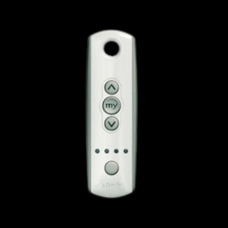remote from somfy with white body & three buttons to control the pergolas & awnings